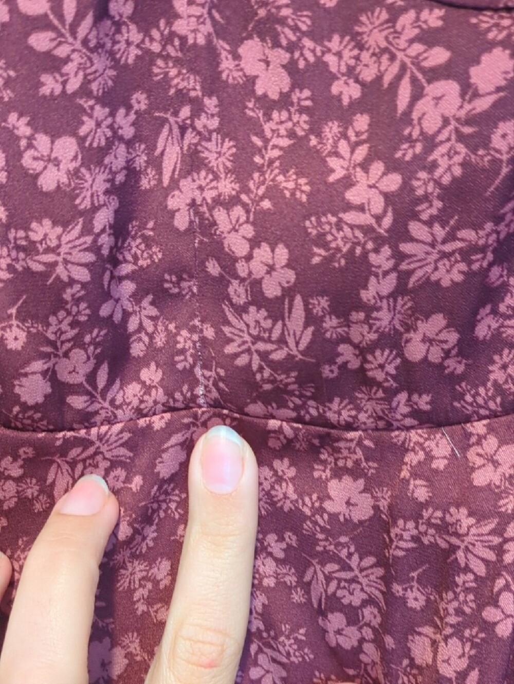 🩷 Altar'd State Burgundy Floral Tiered Long Sleeve Dress - Picture 5 of 6